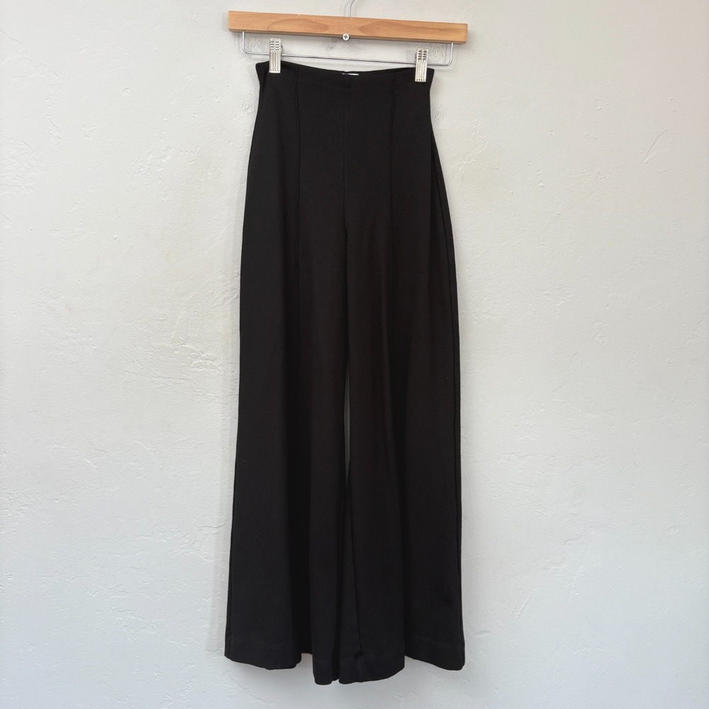 Ripley Rader Ponte Knit Wide Leg Pants Size 2 Small US 4 Black Pull On Pintuck